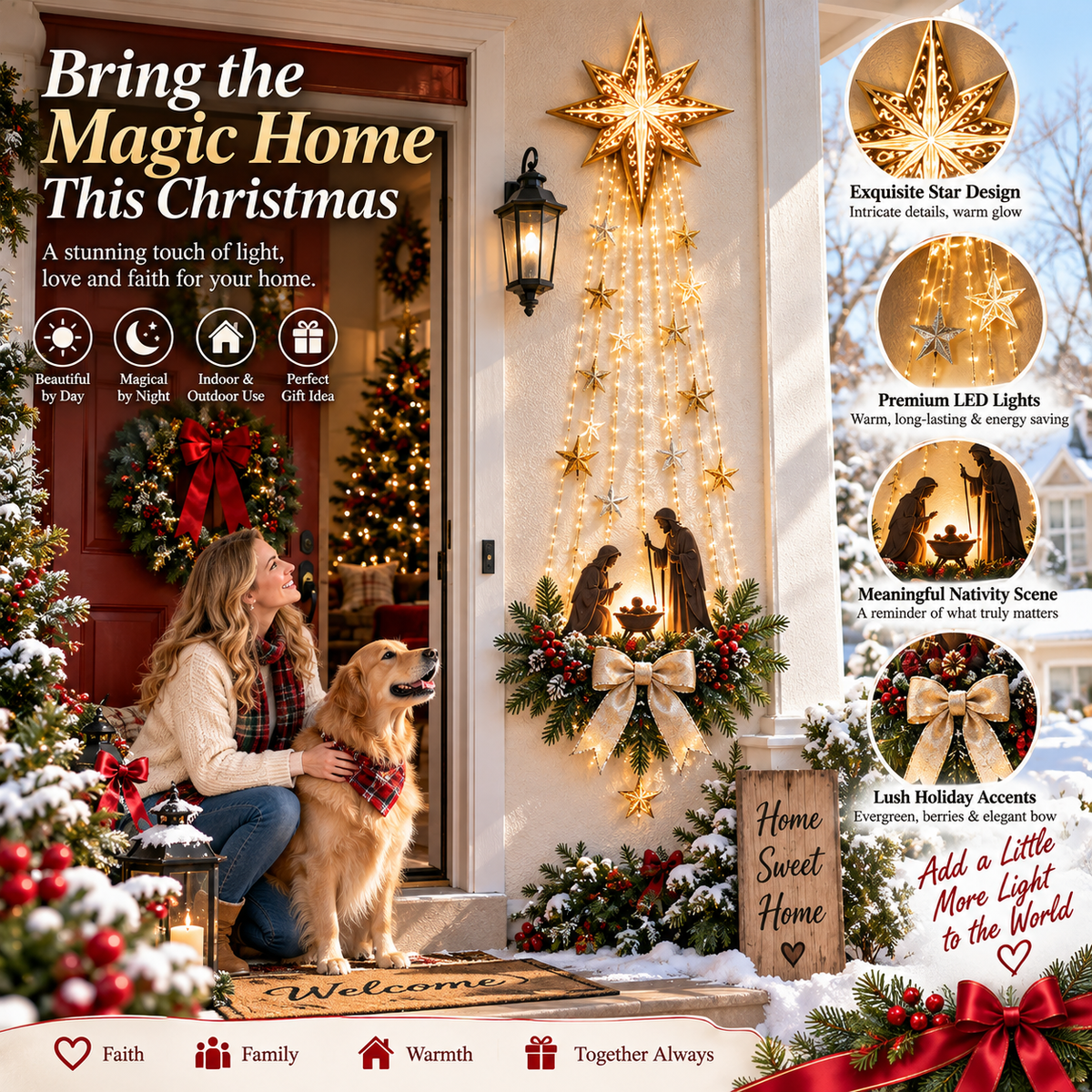 ✝️ "Bethlehem Star of Faith™" — Light-Up Nativity Scene Wall Decor
