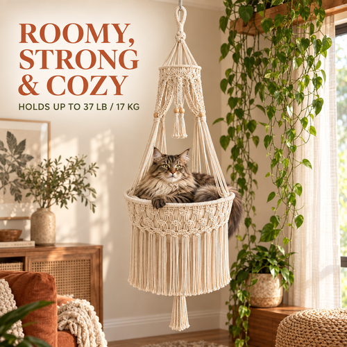 ✨ Limited-Time 42% OFF | Handwoven Elevated Cat Perch – Cozy Boho Retreat for Cats