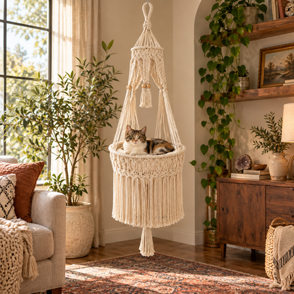 ✨ Limited-Time 42% OFF | Handwoven Elevated Cat Perch – Cozy Boho Retreat for Cats
