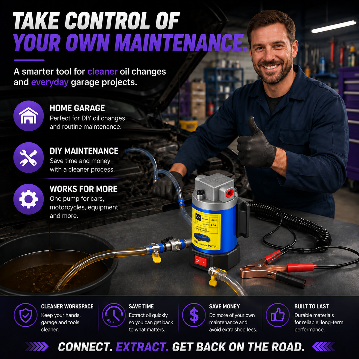 💪Fall Sale 50% OFF🔥 | 12V Portable Oil Extractor Pump – Easier DIY Oil Changes