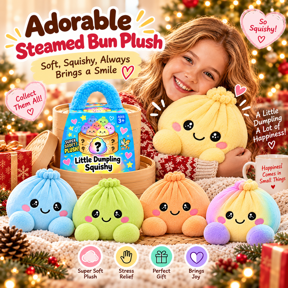 🥟 Plush Dumpling Squishy – Soft, Squeezable & Adorably Plush
