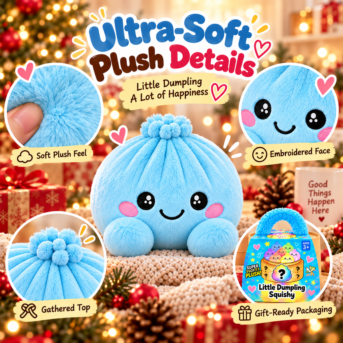 🥟 Plush Dumpling Squishy – Soft, Squeezable & Adorably Plush