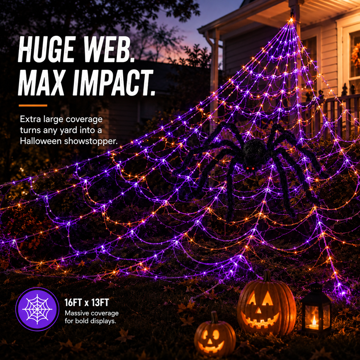 👻 Giant LED Spider Web With Spider 🕷️ Limited-Time Spooky Savings 🎃