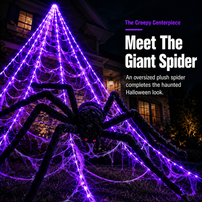 👻 Giant LED Spider Web With Spider 🕷️ Limited-Time Spooky Savings 🎃