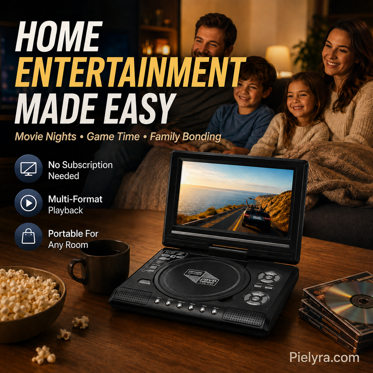 🚚 FREE Shipping! 7.8" HD Portable DVD Player – 4+ Hour Rechargeable Battery, Multi-Format Playback & Complete Travel Kit