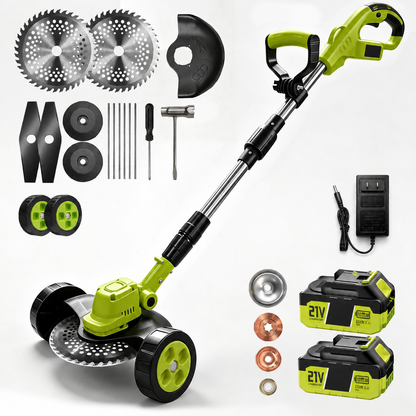 🔥 Limited-Time Offer! 3-in-1 Cordless Lawn Mower with 2×21V Batteries, German Quality Lightweight Grass Trimmer & Edger for Small to Medium Gardens