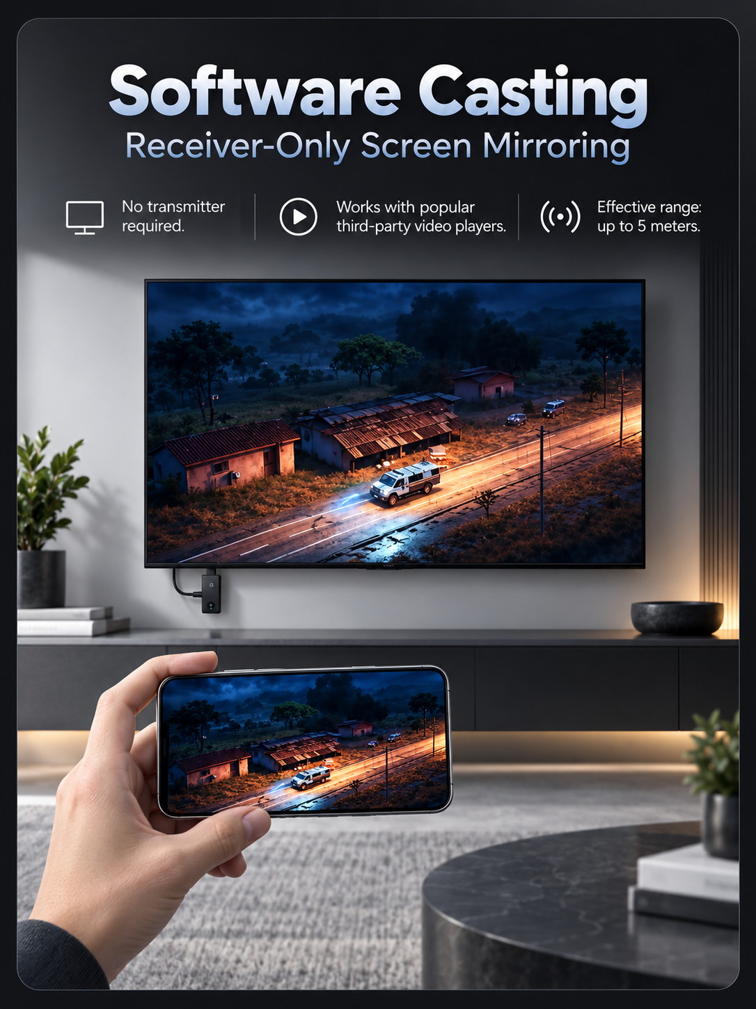 📺 Wireless HDMI Display Adapter Kit – Plug & Play USB-C Transmitter and HDMI Receiver for Cable-Free Screen Mirroring, 1080P Video Projection for Laptops, TVs, Monitors & Projectors
