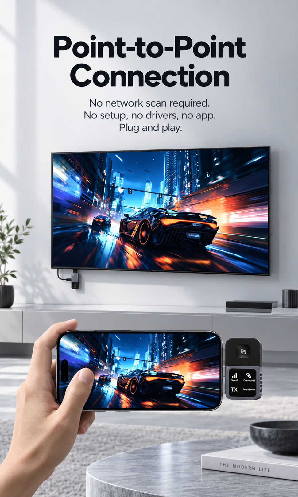 📺 Wireless HDMI Display Adapter Kit – Plug & Play USB-C Transmitter and HDMI Receiver for Cable-Free Screen Mirroring, 1080P Video Projection for Laptops, TVs, Monitors & Projectors