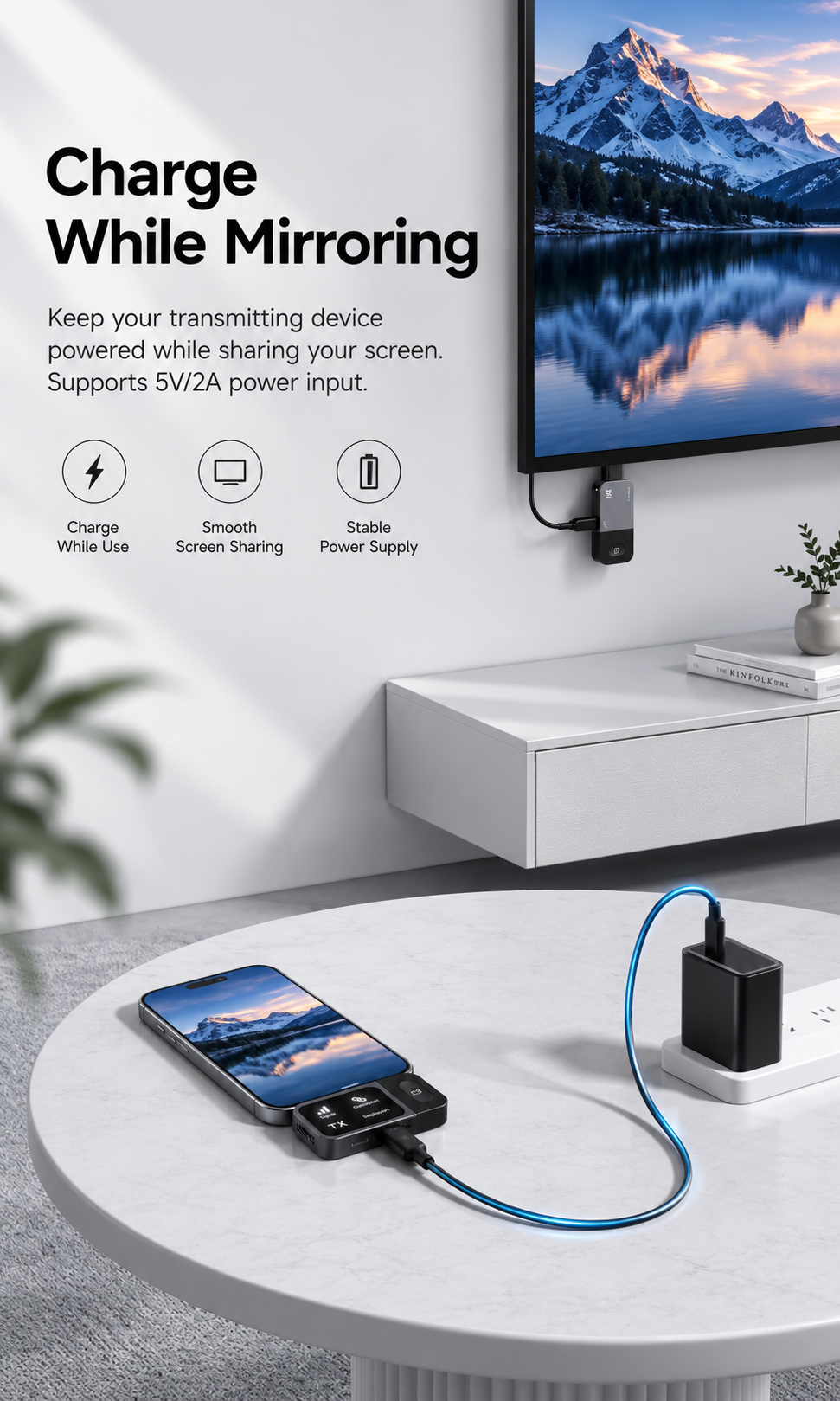📺 Wireless HDMI Display Adapter Kit – Plug & Play USB-C Transmitter and HDMI Receiver for Cable-Free Screen Mirroring, 1080P Video Projection for Laptops, TVs, Monitors & Projectors