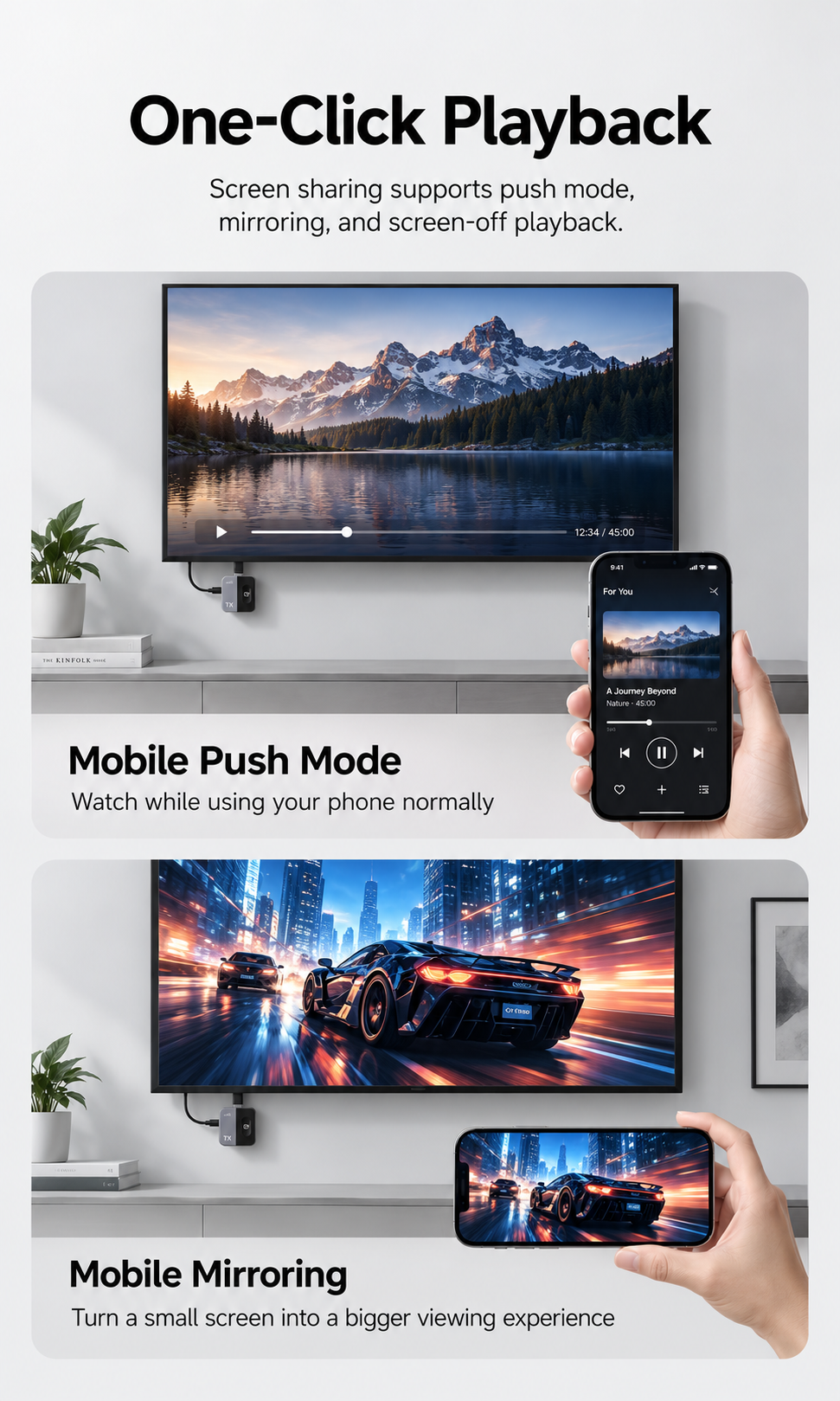 📺 Wireless HDMI Display Adapter Kit – Plug & Play USB-C Transmitter and HDMI Receiver for Cable-Free Screen Mirroring, 1080P Video Projection for Laptops, TVs, Monitors & Projectors