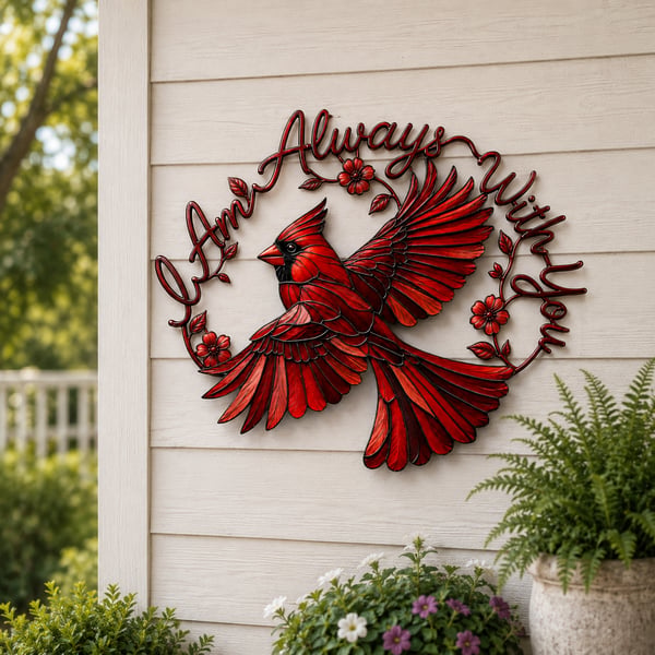 🔥 Limited-Time 50% OFF ❤️ Cardinal Metal Wall Art – “I Am Always With You” Memorial Gift