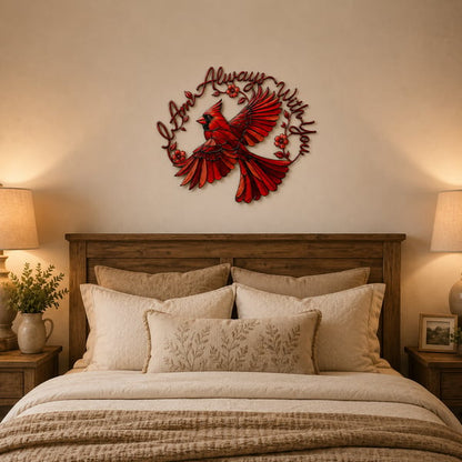 🔥 Limited-Time 50% OFF ❤️ Cardinal Metal Wall Art – “I Am Always With You” Memorial Gift