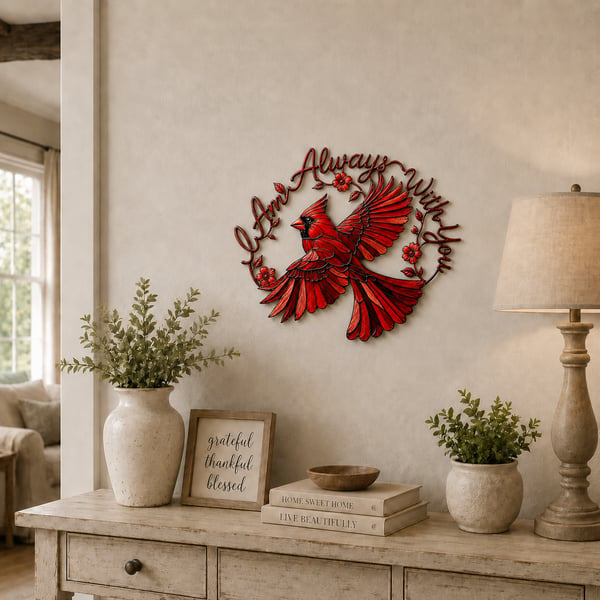🔥 Limited-Time 50% OFF ❤️ Cardinal Metal Wall Art – “I Am Always With You” Memorial Gift
