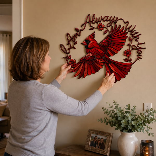 🔥 Limited-Time 50% OFF ❤️ Cardinal Metal Wall Art – “I Am Always With You” Memorial Gift