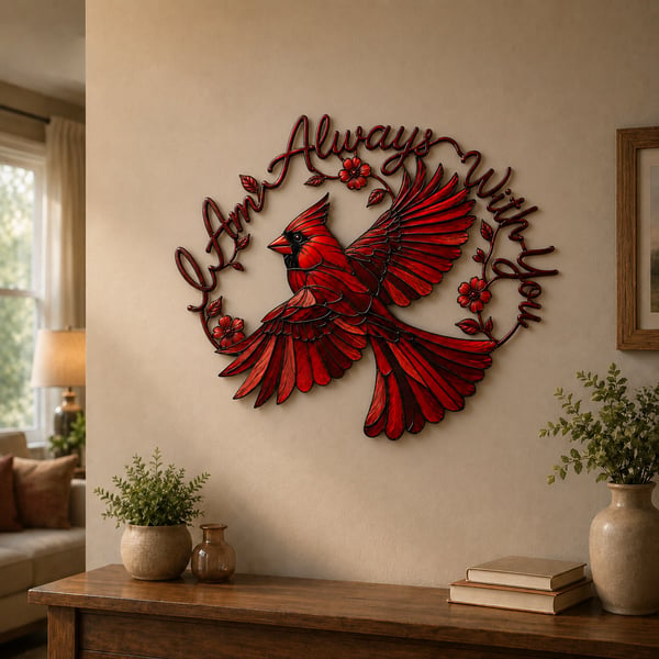 🔥 Limited-Time 50% OFF ❤️ Cardinal Metal Wall Art – “I Am Always With You” Memorial Gift