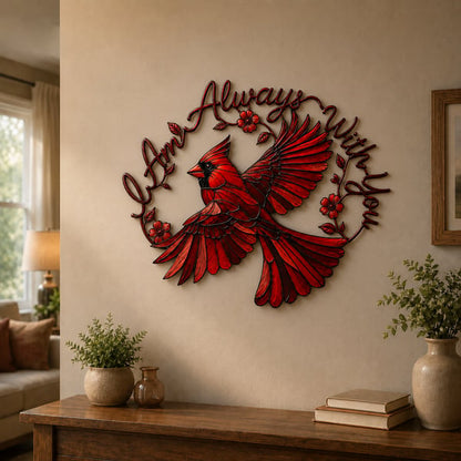 🔥 Limited-Time 50% OFF ❤️ Cardinal Metal Wall Art – “I Am Always With You” Memorial Gift