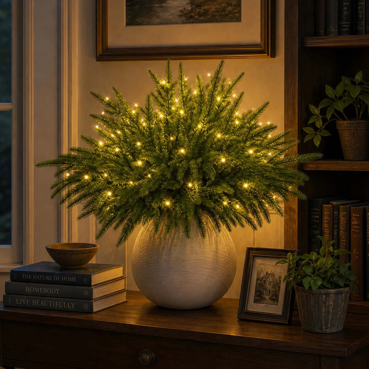 🎄 Holiday Home Special | Enchanted Evergreen Pine Set with Warm Lights – Save 44%