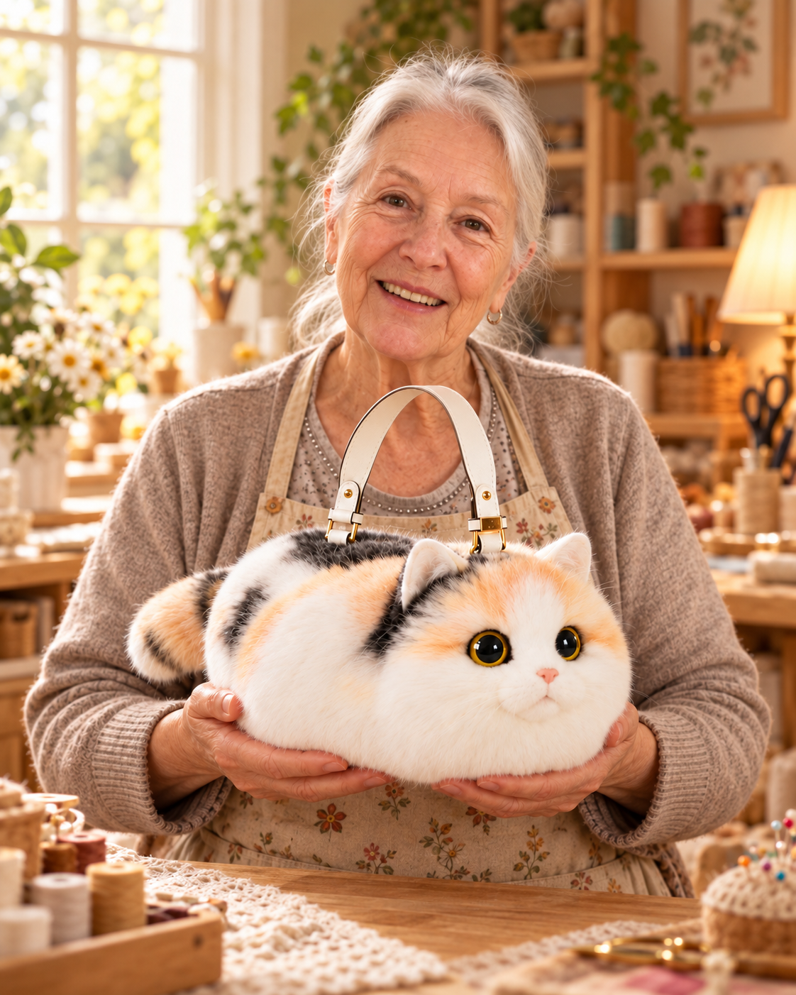 🐱❤️ 100% Handmade Plush Cat Handbag – Ultra-Soft Lifelike Kitty Purse, Crafted with Love