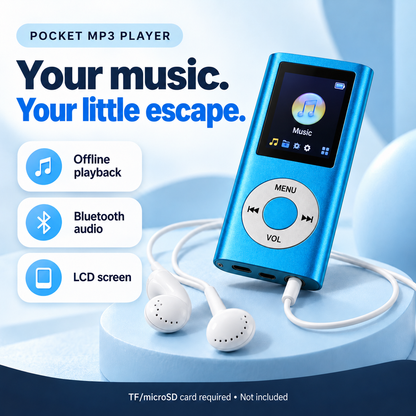 🎵 Pocket MP3 Player – Offline Music, Bluetooth Audio & LCD Screen