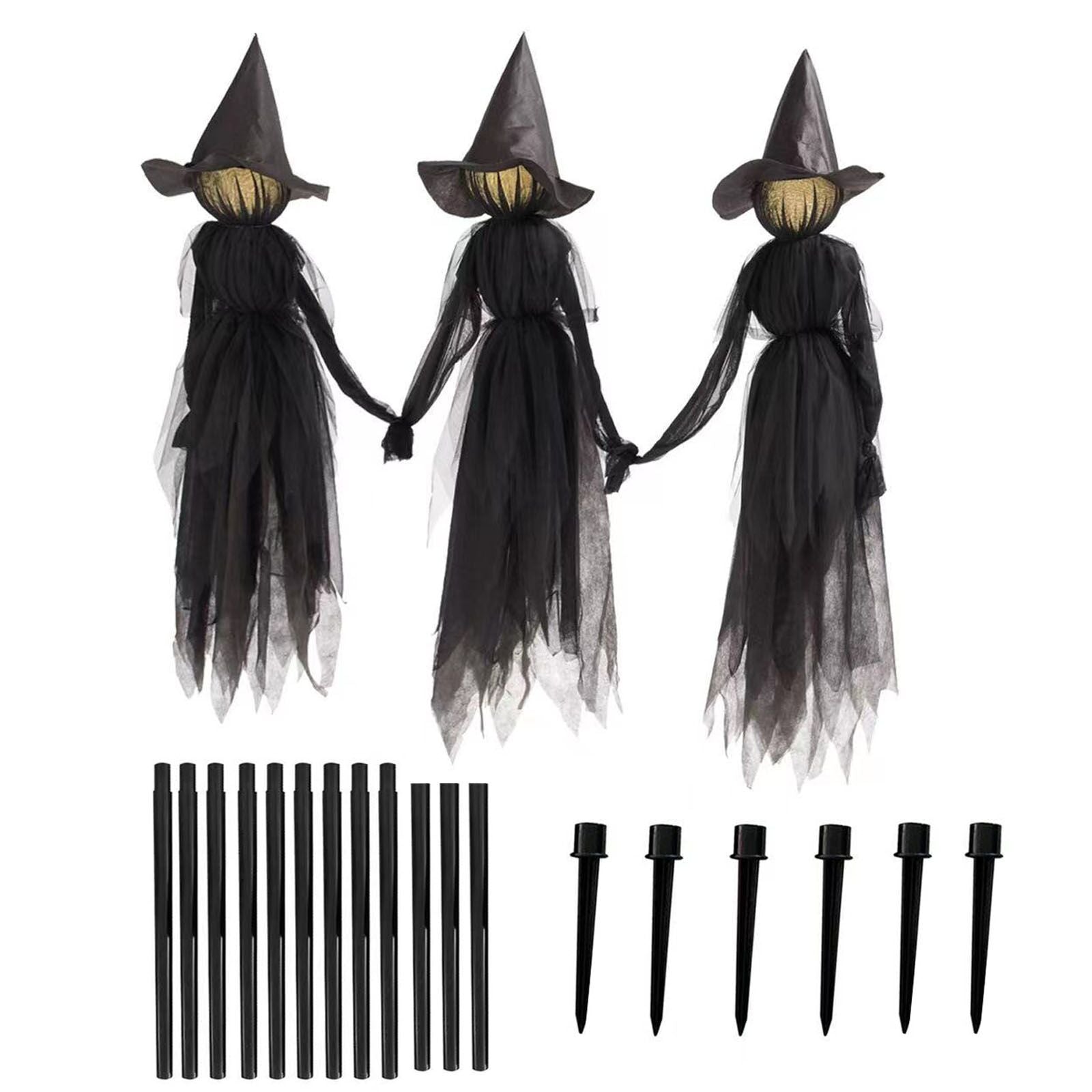🧙 3 Pack Voice Control Light-Up Holding Hands Witch Decor