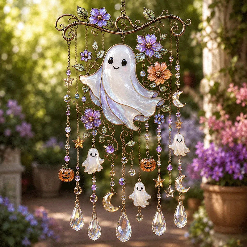 🔥 50% OFF – Halloween Stained Iron Wind Chime 🎃🔔 | Spooky Suncatcher Decor