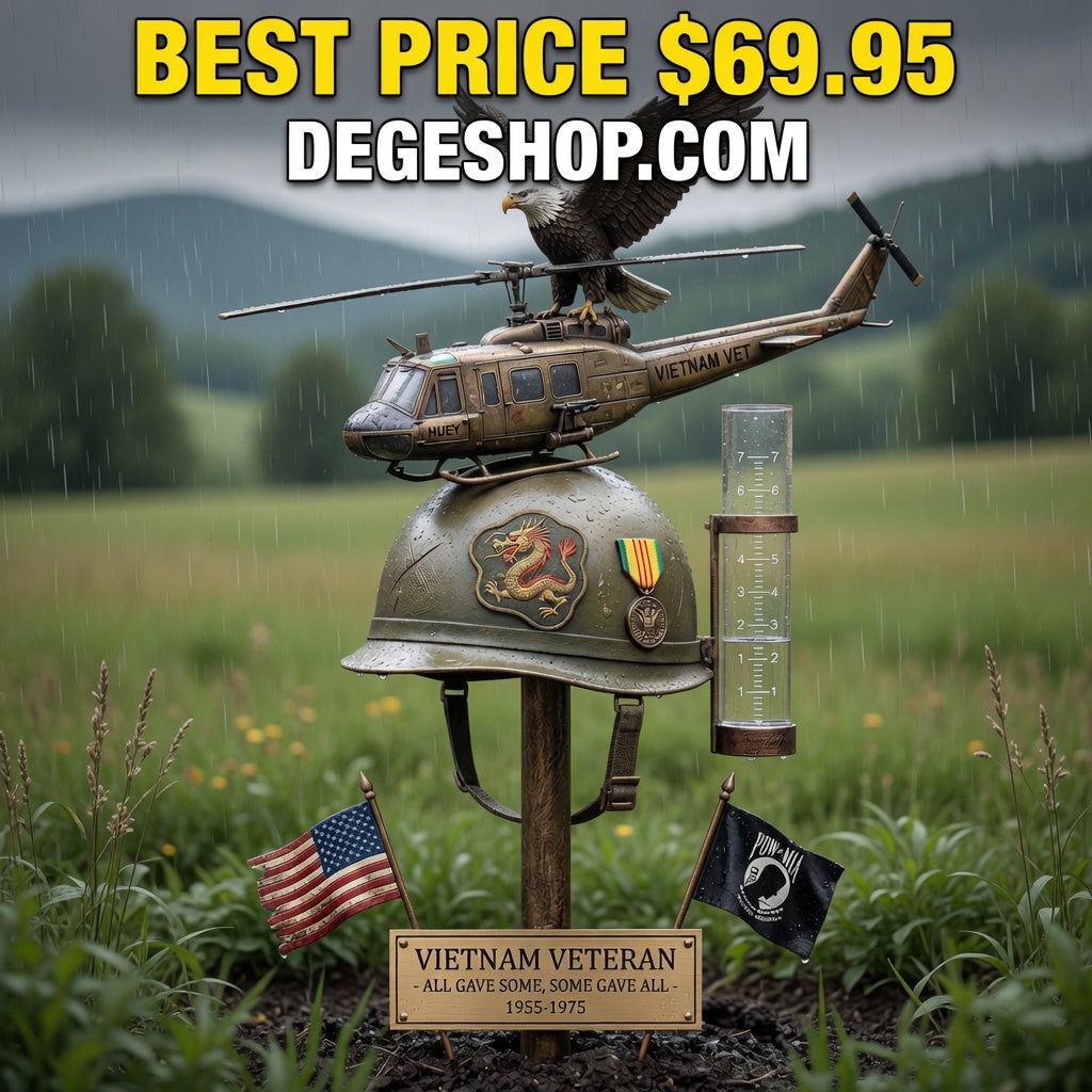 Vietnam Veteran Tribute Rain Gauge Garden Stake – Patriotic Outdoor Yard Decor & Remembrance Gift