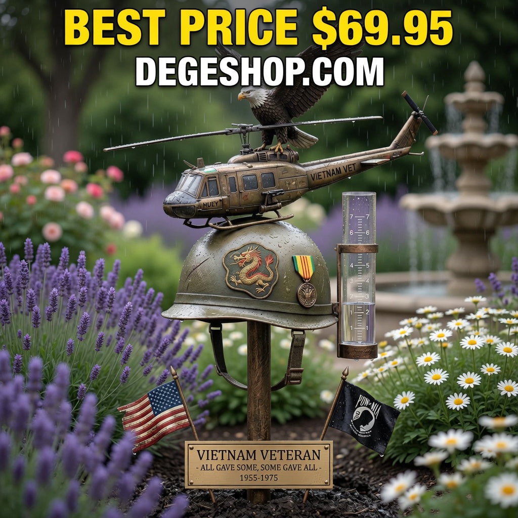 Vietnam Veteran Tribute Rain Gauge Garden Stake – Patriotic Outdoor Yard Decor & Remembrance Gift