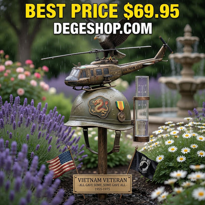 Vietnam Veteran Tribute Rain Gauge Garden Stake – Patriotic Outdoor Yard Decor & Remembrance Gift