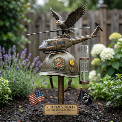 Vietnam Veteran Tribute Rain Gauge Garden Stake – Patriotic Outdoor Yard Decor & Remembrance Gift