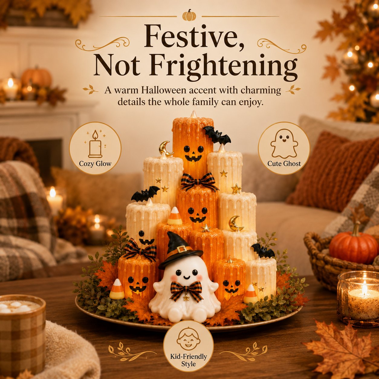 🔥 50% OFF – Halloween Pumpkin Candle Holder with Ghost Decor 🎃👻