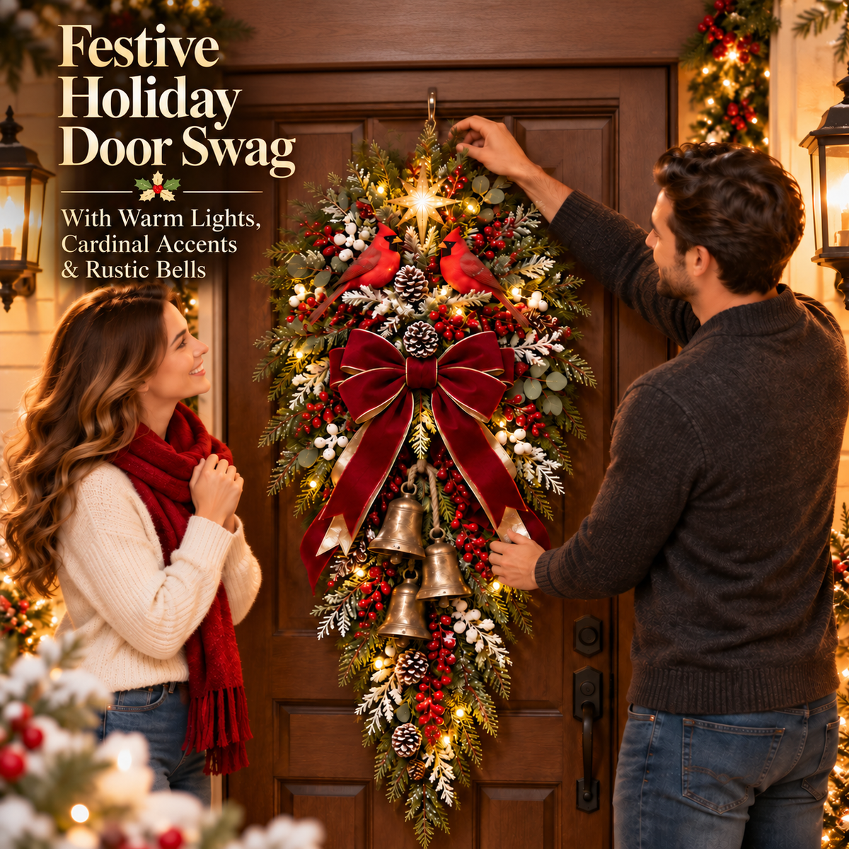 🐦✝️Cardinal Memorial™ Christmas Door Swag