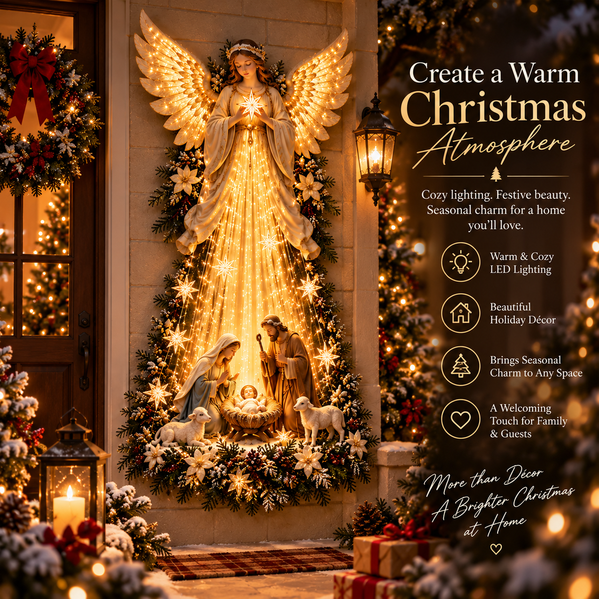 ✝️✨Heavenly Light™ Angel Nativity Wall Light with Cascading Golden Glow