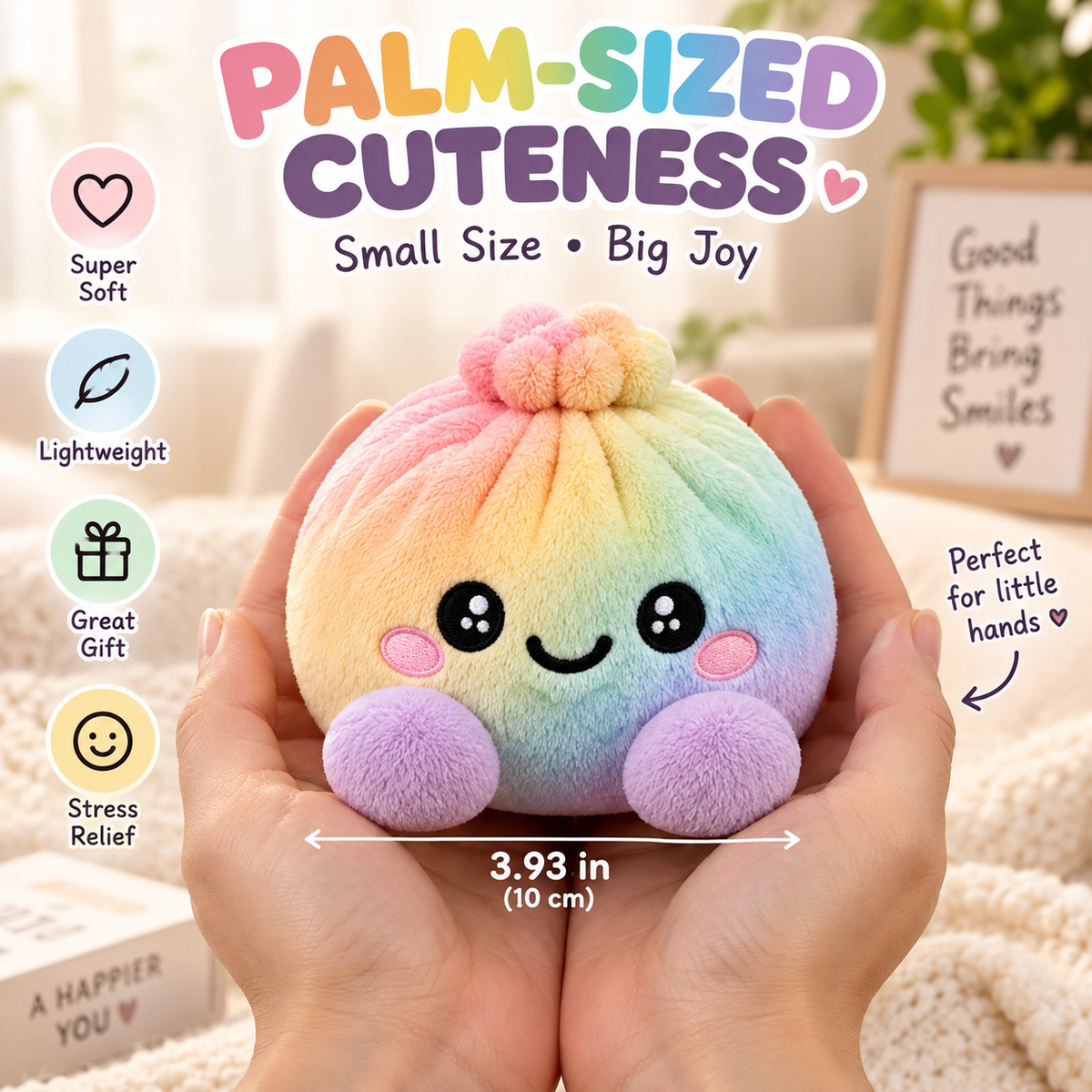 🌈 Cute Holiday Gift | Rainbow Dumpling Plush Squishies with Steamer Case