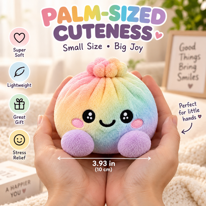 🌈 Cute Holiday Gift | Rainbow Dumpling Plush Squishies with Steamer Case