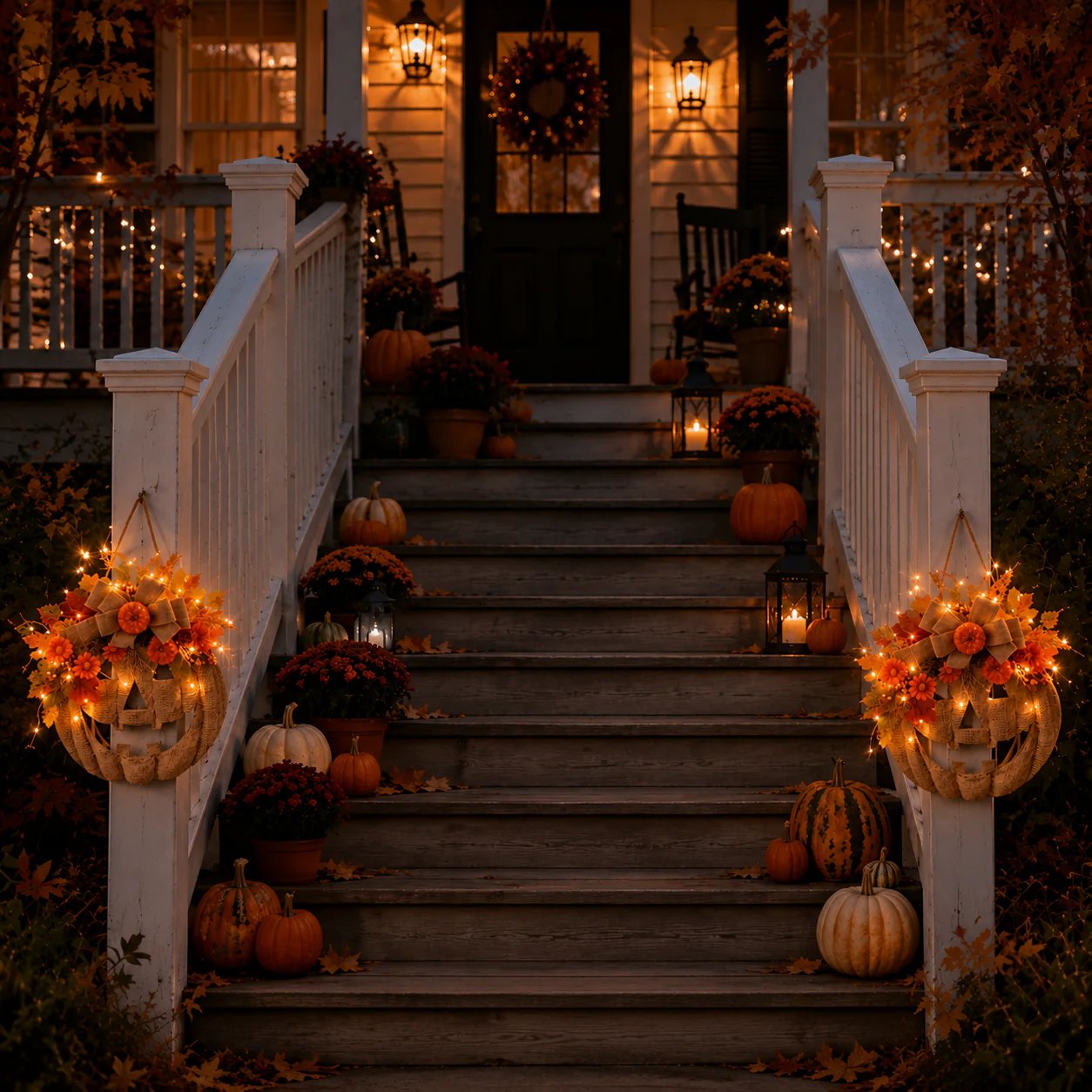🔥 50% OFF – Lighted Burlap Pumpkin Wreath 🎃 | Cozy Fall Door Decor