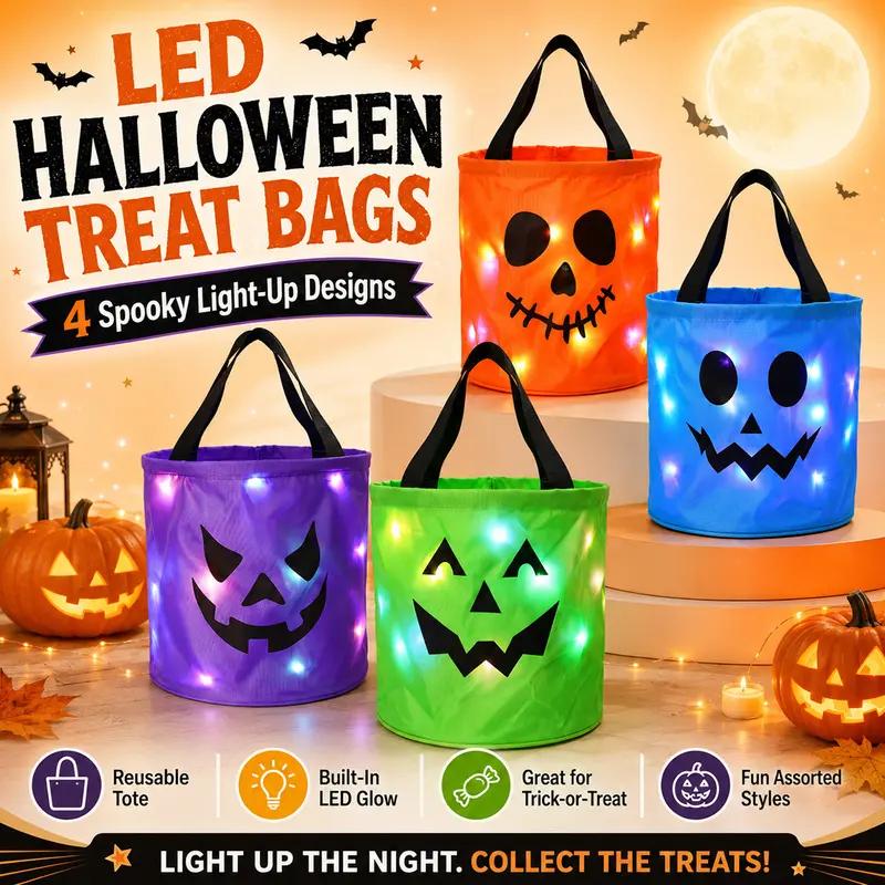 🎃✨Light-Up Halloween Trick-or-Treat Bags🍬