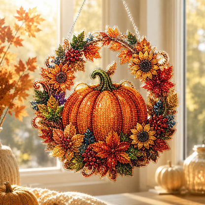 🔥Last Day 49% OFF - 🍂 Autumn Pumpkin Diamond Art Hanging Ornament Kit – Cozy Fall Craft Decor ✨