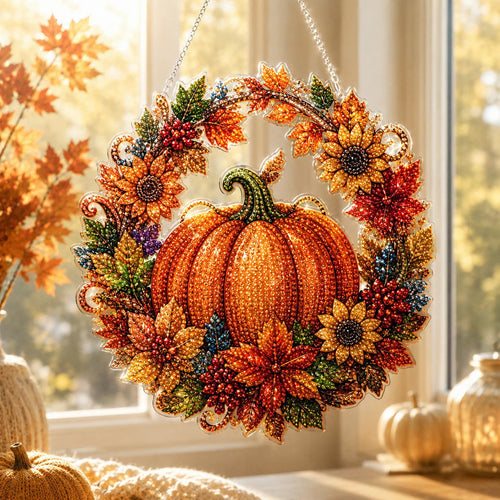 🔥Last Day 49% OFF - 🍂 Autumn Pumpkin Diamond Art Hanging Ornament Kit – Cozy Fall Craft Decor ✨