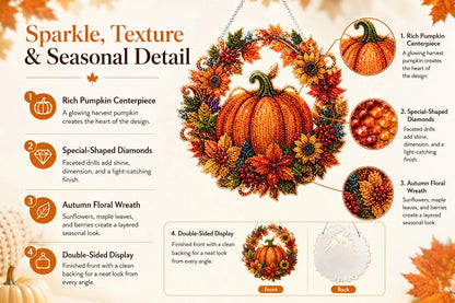 🔥Last Day 49% OFF - 🍂 Autumn Pumpkin Diamond Art Hanging Ornament Kit – Cozy Fall Craft Decor ✨