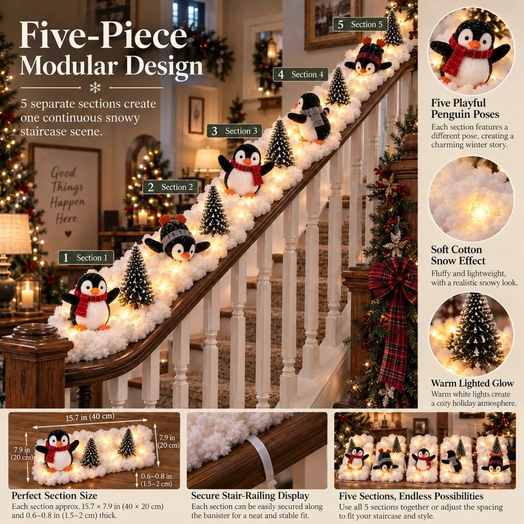 🐧🎄 Holiday Special | Lighted Penguin Snowy Stair Décor – Save 38%