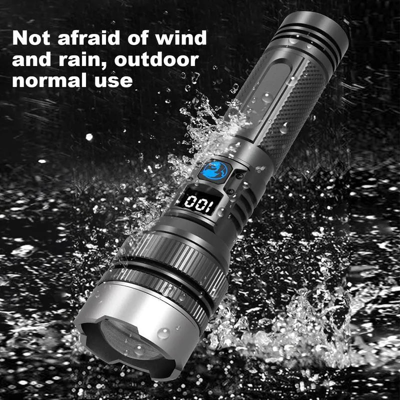 🔦 High-Power Rechargeable Zoom Flashlight – 2000LM, Power Bank & Digital Battery Display