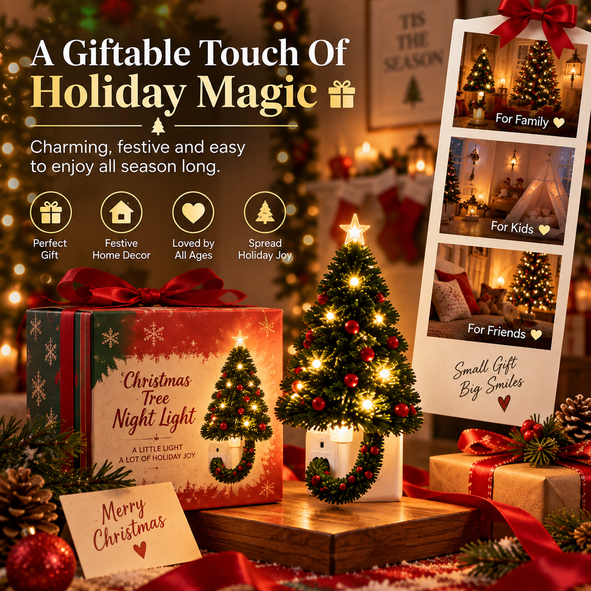 🎄 Christmas Tree Plug-In Projector Night Light – Instant Holiday Magic for Walls & Ceilings