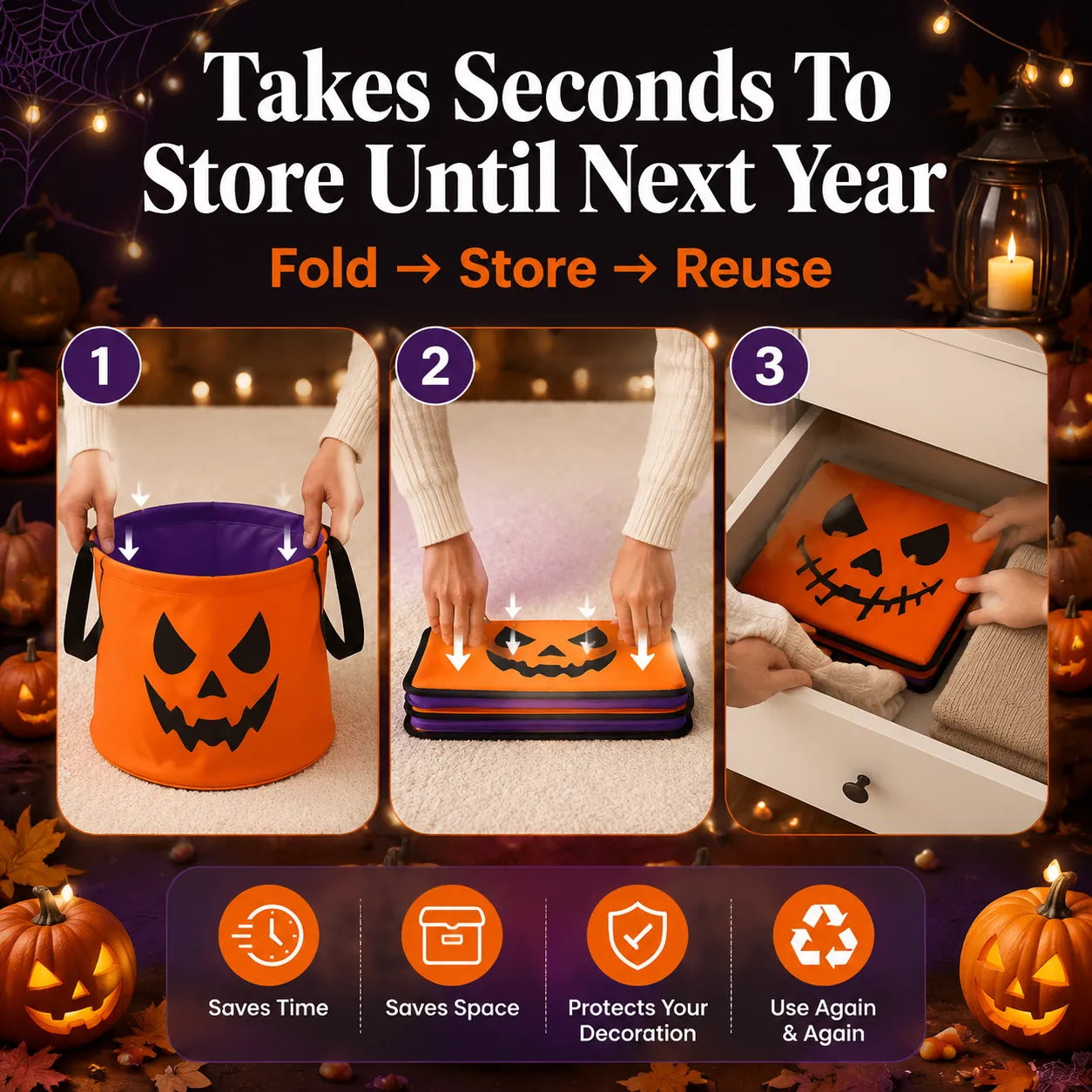 Reusable Halloween Treat Bags That Make Every Trick-or-Treat Moment More Magical-Last Day Sale-50% OFF🔥