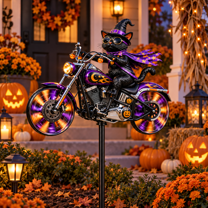 💀🏍️Halloween Motorcycle Garden Windmill™🎃Spooky Biker Yard Spinner & Outdoor Decor