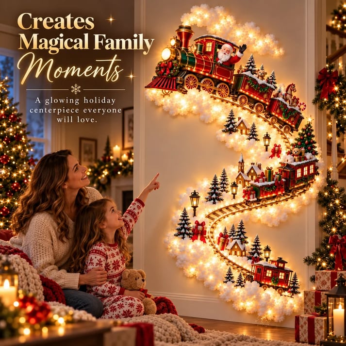 🔥 Limited-Time 49% OFF – Christmas Magic LED Train Wall Light with Santa Holiday Display 🎄