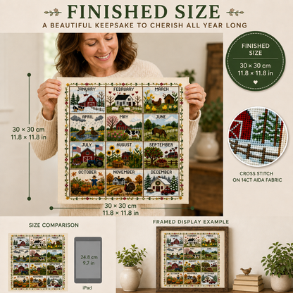 🌿 Stitch Every Season | 12-Month Cross Stitch Collection – 49% OFF Today 🔥