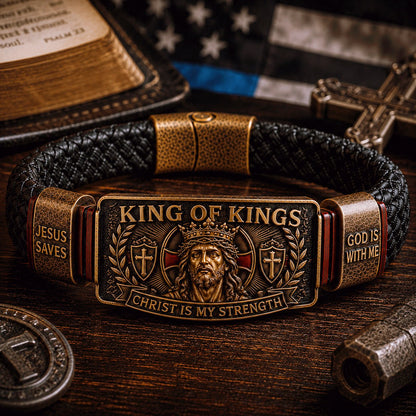 🔥 Last Day 50% OFF ✝️ King of Kings Faith Bracelet – Adjustable Christian Wristband Gift
