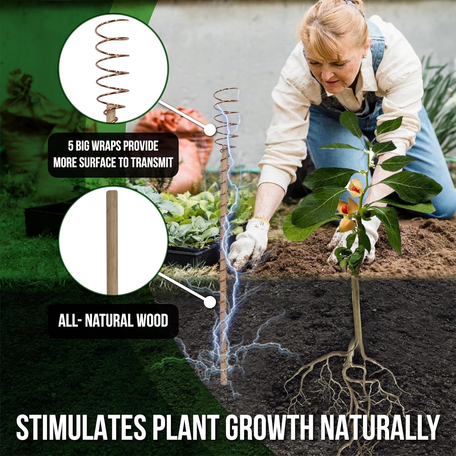 🔥 51% OFF Today ⚡ Electroculture Copper Plant Stakes 8 Pack – Eco-Friendly Garden Support 🌱