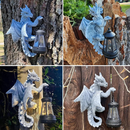 🔥 50% OFF – Solar Dragon Tree Hugger Statue with Lantern 🐉✨