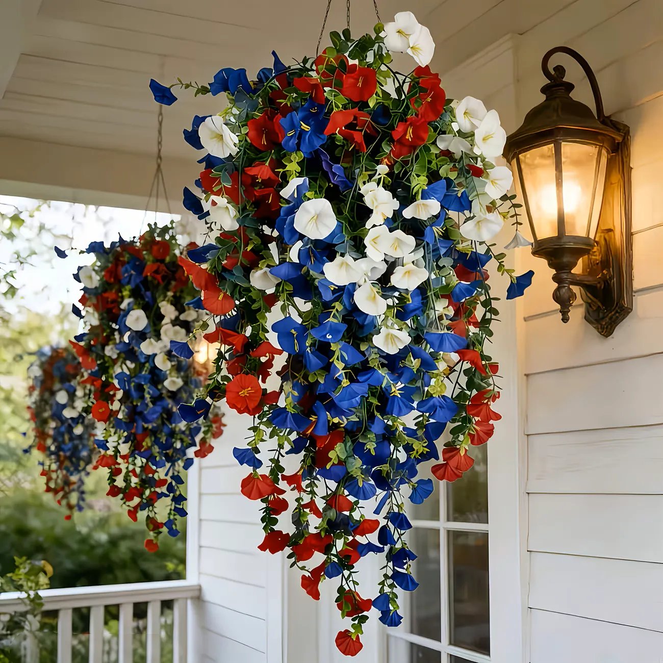 💙❤️ 🇺🇸 Glowing Patriotic Solar LED Decor Flower Bouquet